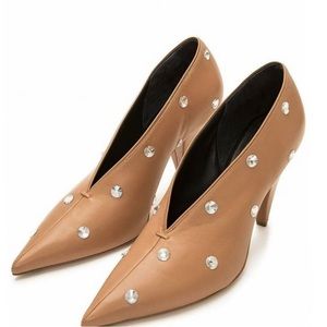 CELINE Brown Crystal Embellished Nappa Pumps Size EU 39.5